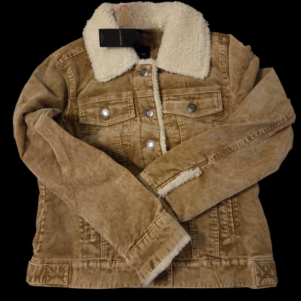 Lucky Brand Women's Cotton Corduroy Faux Sherpa Jacket
